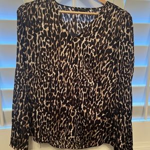 Banana Republic Cheetah Smocked Vee Blouse